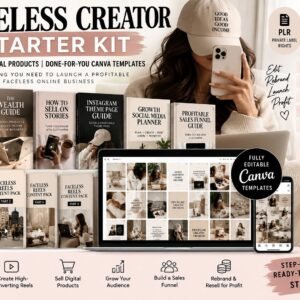 Faceless Creator Starter Kit – PLR & MRR Digital Products + Done-for-You Canva Templates