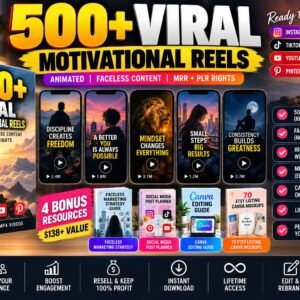 500+ Animated Motivational Reels Bundle | Faceless Videos + PLR & MRR Resell Rights