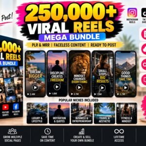 250,000+ Faceless Reels Mega Bundle | Ready-to-Post Videos + PLR & MRR Commercial Rights