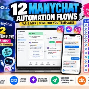 12 ManyChat Automation Flows Bundle | Done-for-You Instagram DM Templates + PLR & MRR Rights