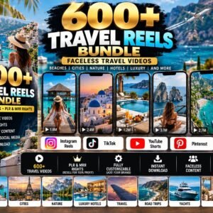 600+ Faceless Travel Reels Bundle | Luxury Travel Videos for Instagram, TikTok & YouTube + PLR/MRR Rights